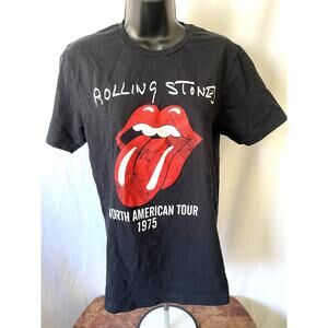 Rolling Stones 1975 Tour T-Shirt Black Size Small Unisex Tee